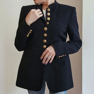 Vintage Lauren Ralph Lauren military wool blazer, size 6, navy with gold buttons